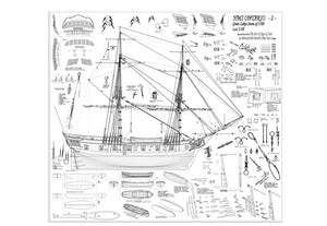 Great Lakes Snow HMS Ontario 1780 - 1:48 scale - includes pre-sewn sails.